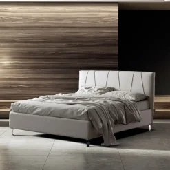 Letto Matrimoniale 160x190 con Profili Cordonati Obliqui nella Testata - Euforie