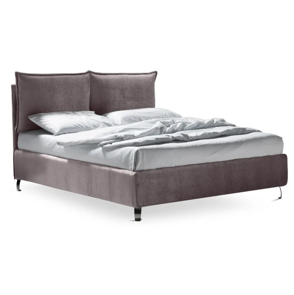 Letto Matrimoniale 160x190 con 2 Soffici Cuscinoni con Balza Perimetrale - Ernesta
