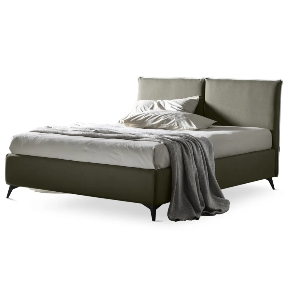Letto Matrimoniale 160x190 con Testata Divisa Centralmente Made in Italy - Celesti