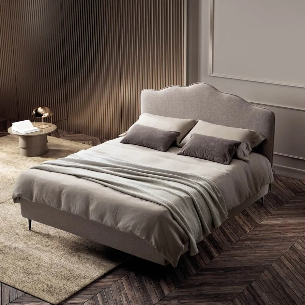 Letto Matrimoniale 160x190 con Testata a Balza Perimetrale Made in Italy - Riposo