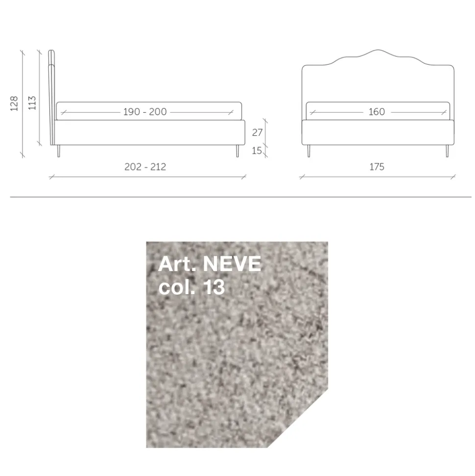 Letto Matrimoniale 160x190 con Testata a Balza Perimetrale Made in Italy - Riposo