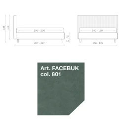 Letto Matrimoniale 160x190 con Trapuntatura a Fasce Strette Multi-Righe - Meduse