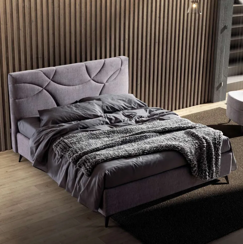 Letto Matrimoniale 160x190 con Trapuntatura di Curve ad Incroci - Girasole