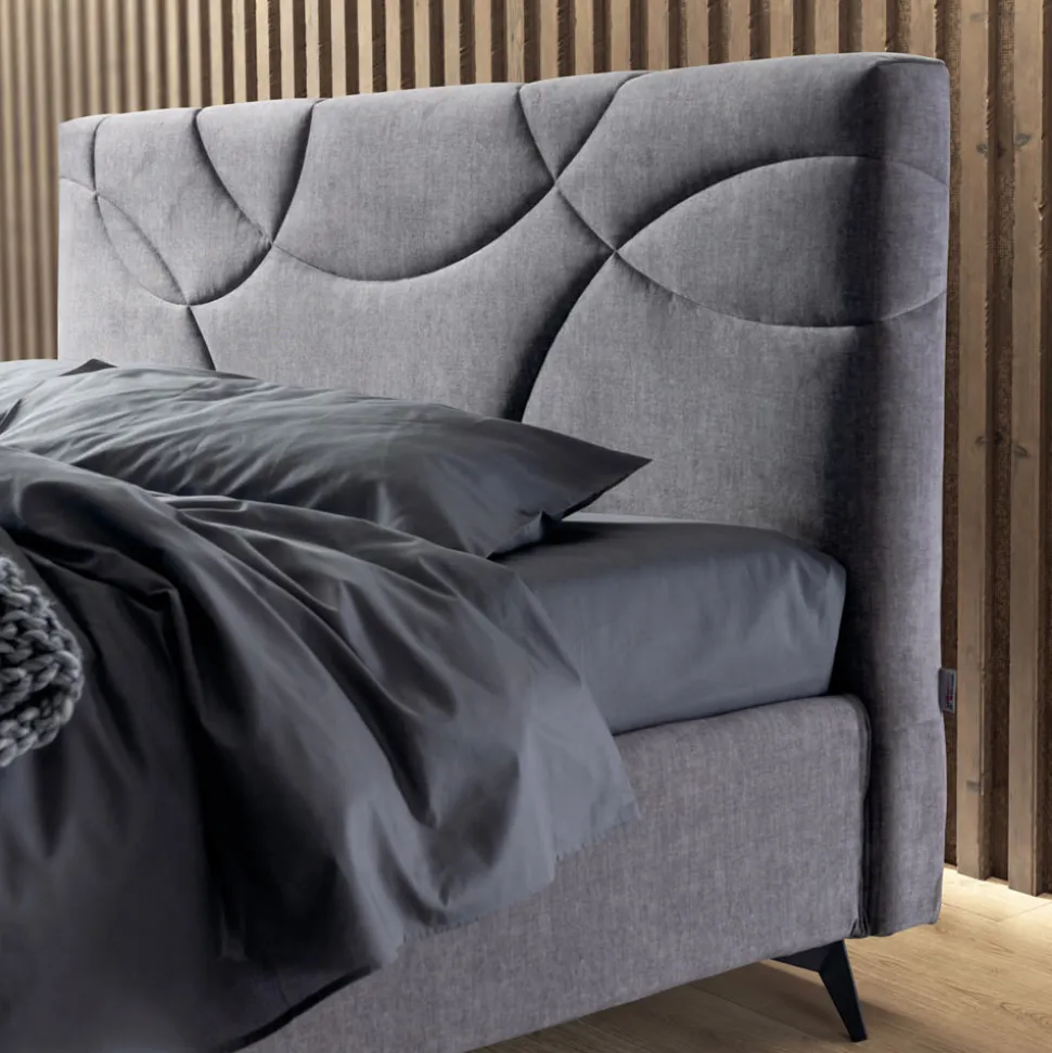 Letto Matrimoniale 160x190 con Trapuntatura di Curve ad Incroci - Girasole
