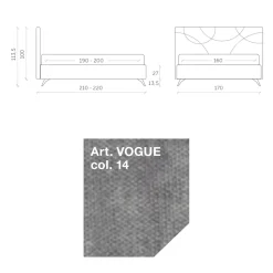 Letto Matrimoniale 160x190 con Trapuntatura di Curve ad Incroci - Girasole