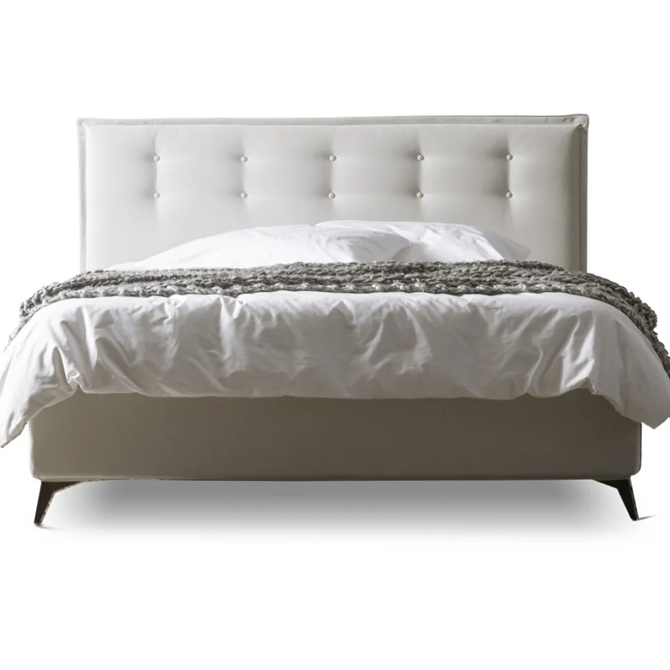 Letto Matrimoniale 160x190 in Tessuto con Testata con Bottoni Made in Italy - Sogni