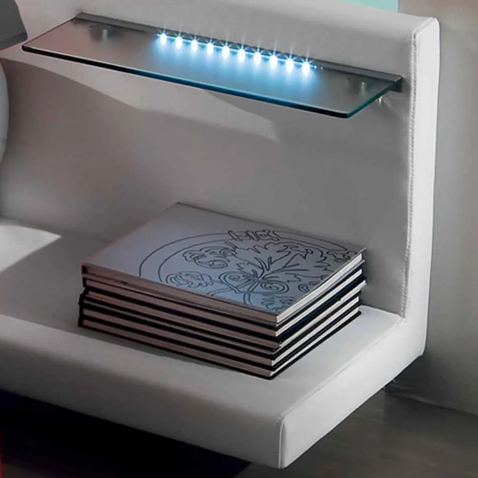 Letto Rotondo Matrimoniale Rivestito in Ecopelle, Design Made in Italy - Vesio