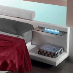 Letto Rotondo Matrimoniale Rivestito in Ecopelle, Design Made in Italy - Vesio