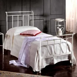 Letto singolo in ferro battuto pieno Amanda artigianale,made in Italy
