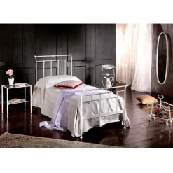Letto singolo in ferro battuto pieno Amanda artigianale,made in Italy