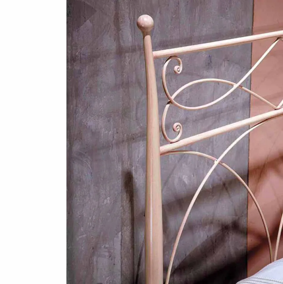 Letto singolo in ferro battuto forgiato a mano Ambra,made in Italy
