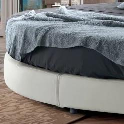 Letto Tondo Matrimoniale di Design Rivestito in Ecopelle - Faenza