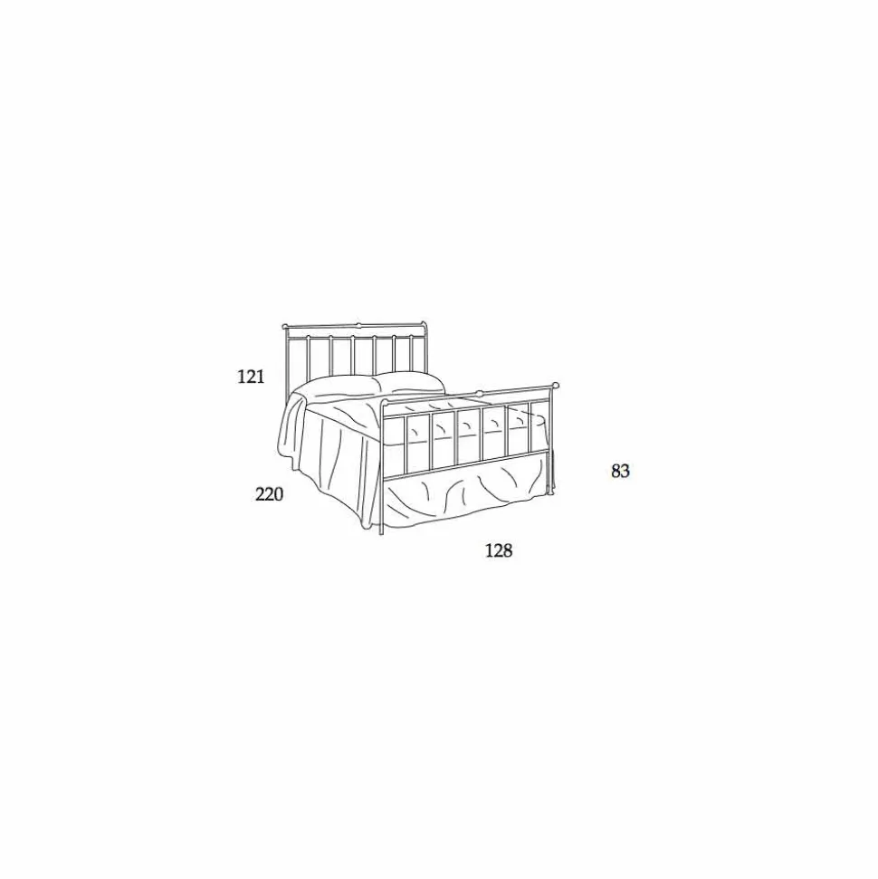 Letto una piazza e mezzo ferro battuto pieno Kelly made in Italy