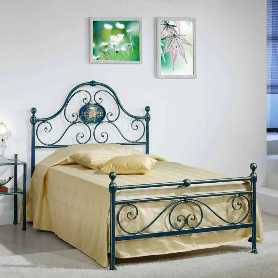 Letto una piazza e mezzo in ferro battuto schiacciato di design Gloria