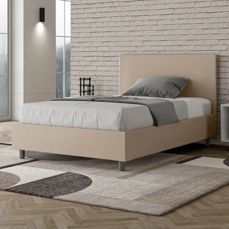 Letto Una Piazza e Mezzo 120x200 cm con Testata in Similpelle Made in Italy - Pallone