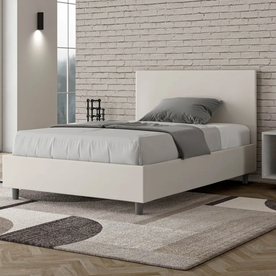 Letto Una Piazza e Mezzo 120x200 cm con Testata in Similpelle Made in Italy - Pallone