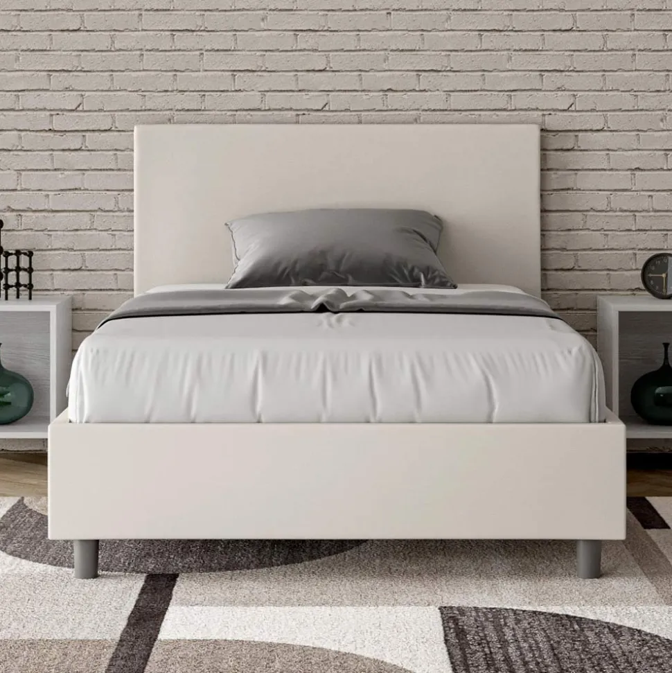 Letto Una Piazza e Mezzo 120x200 cm con Testata in Similpelle Made in Italy - Pallone