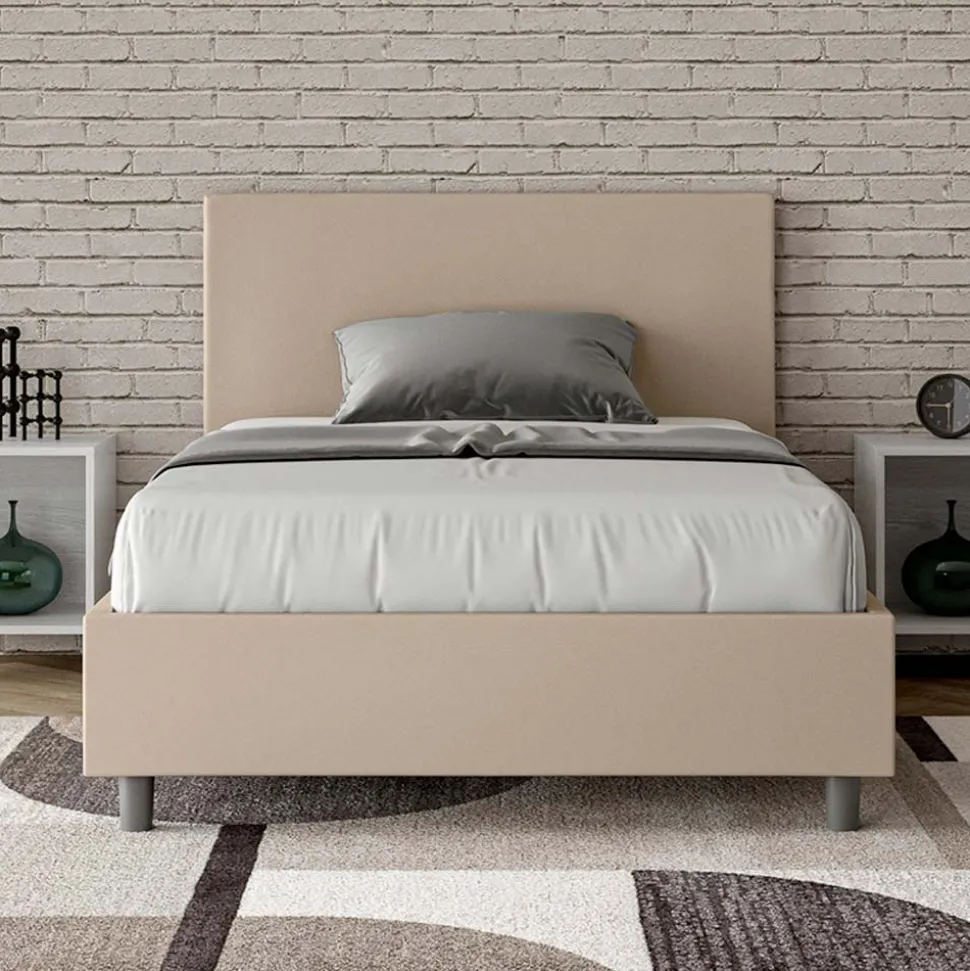 Letto Una Piazza e Mezzo 120x200 cm con Testata in Similpelle Made in Italy - Pallone