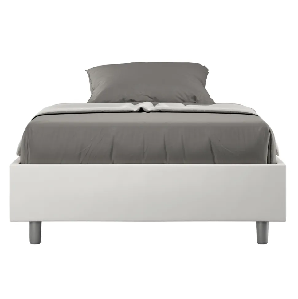 Letto Una Piazza e Mezzo 120x200 cm Rivestito in Similpelle Made in Italy - Atleta