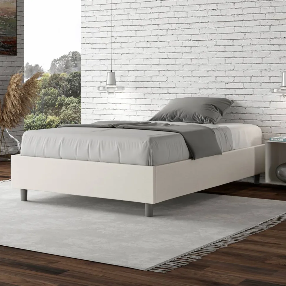 Letto Una Piazza e Mezzo 120x200 cm Rivestito in Similpelle Made in Italy - Atleta