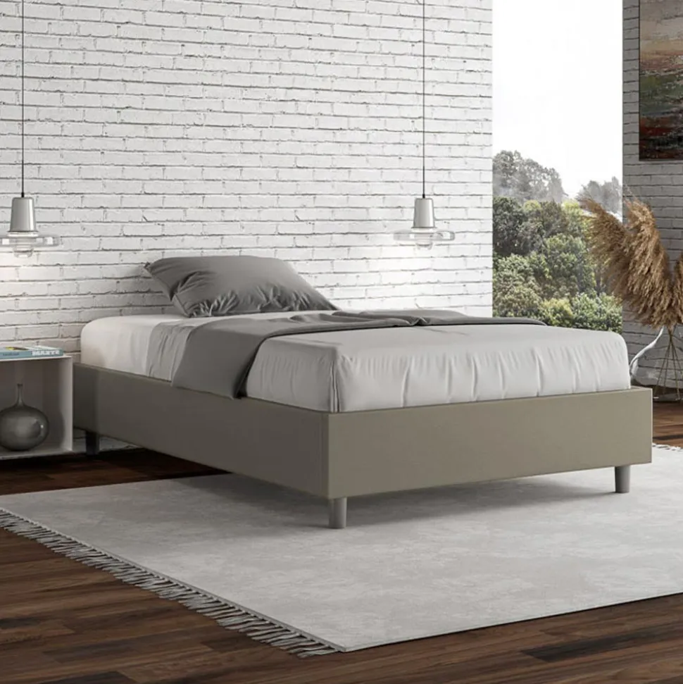 Letto Una Piazza e Mezzo 120x200 cm Rivestito in Similpelle Made in Italy - Atleta