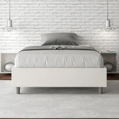 Letto Una Piazza e Mezzo 120x200 cm Rivestito in Similpelle Made in Italy - Atleta