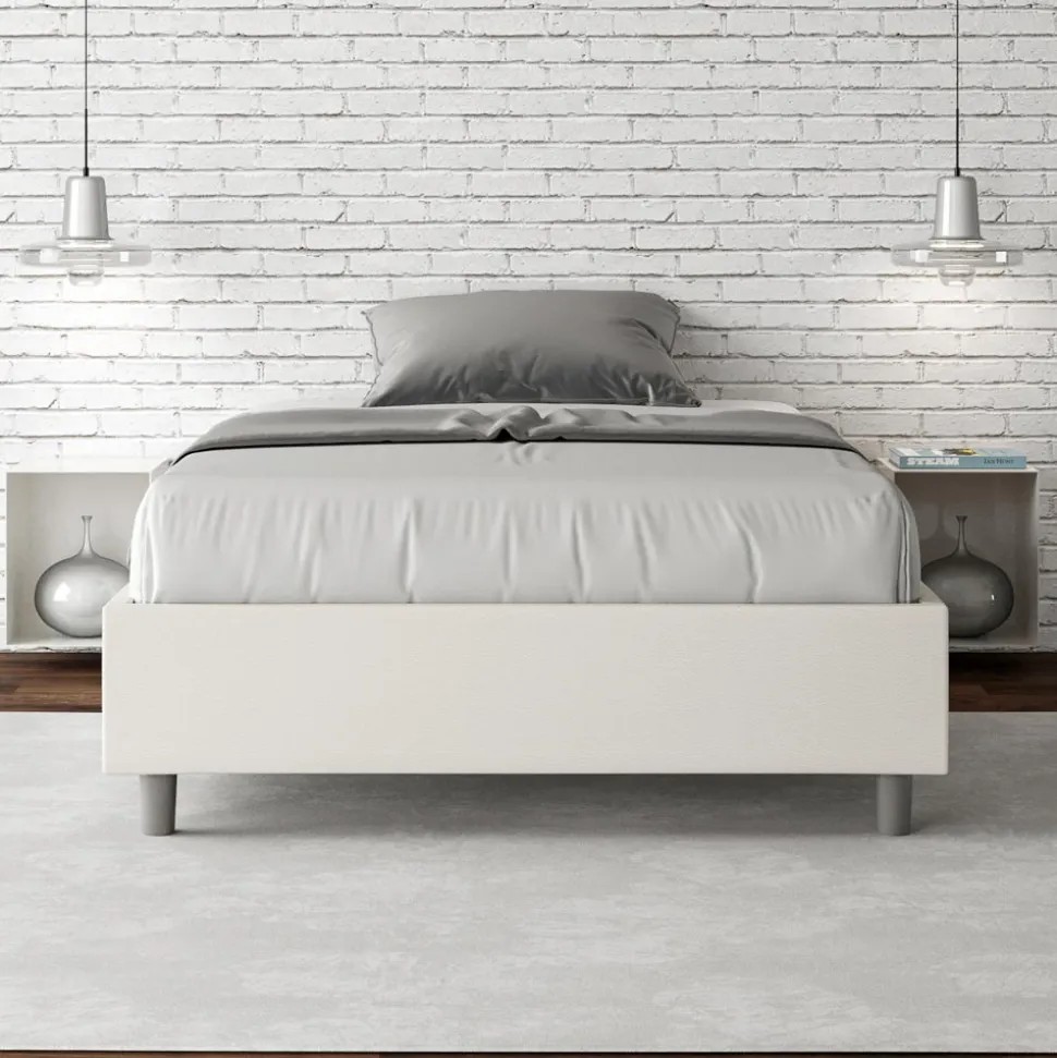 Letto Una Piazza e Mezzo 120x200 cm Rivestito in Similpelle Made in Italy - Atleta