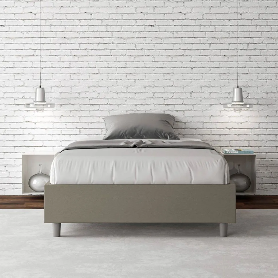 Letto Una Piazza e Mezzo 120x200 cm Rivestito in Similpelle Made in Italy - Atleta