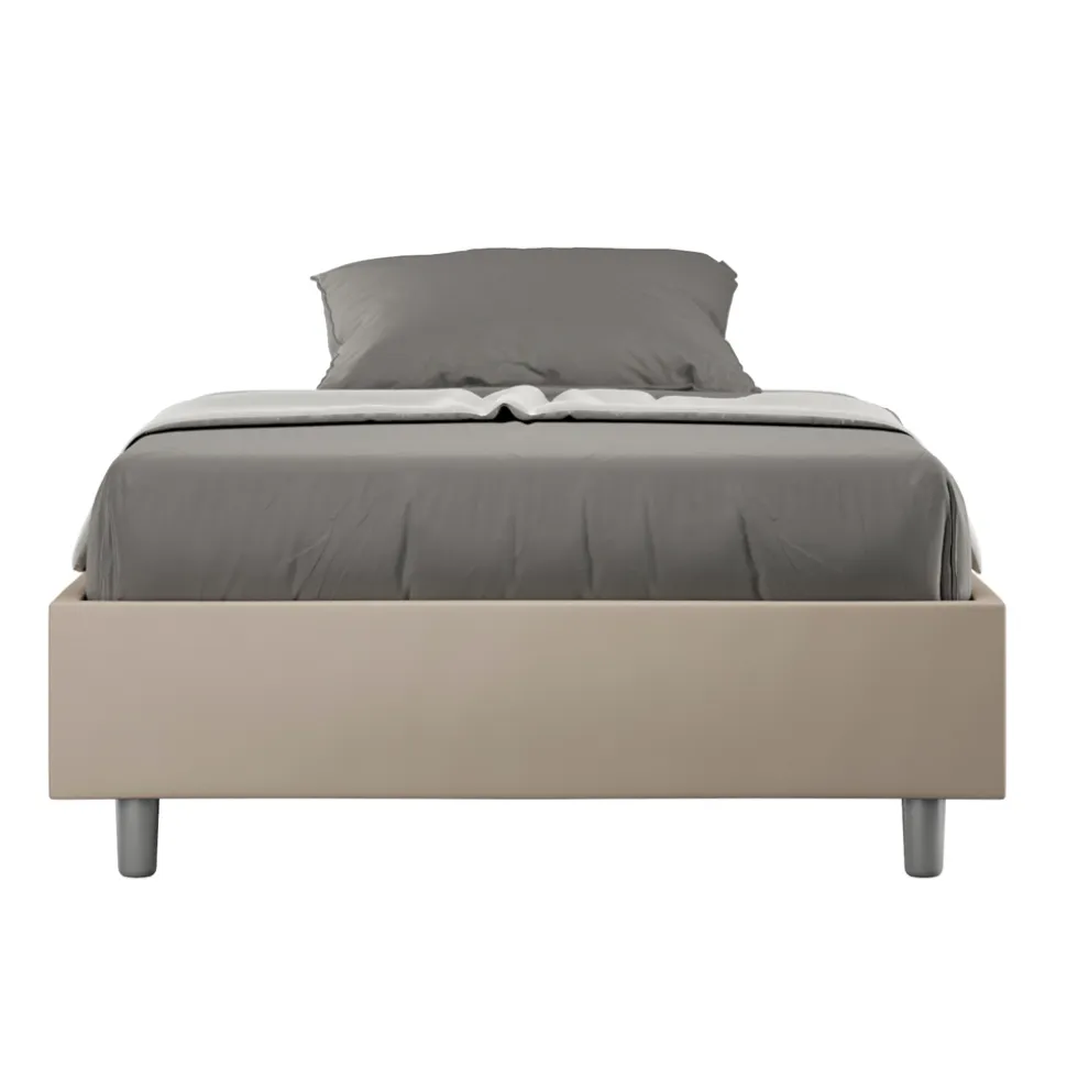 Letto Una Piazza e Mezzo 120x200 cm Rivestito in Similpelle Made in Italy - Atleta