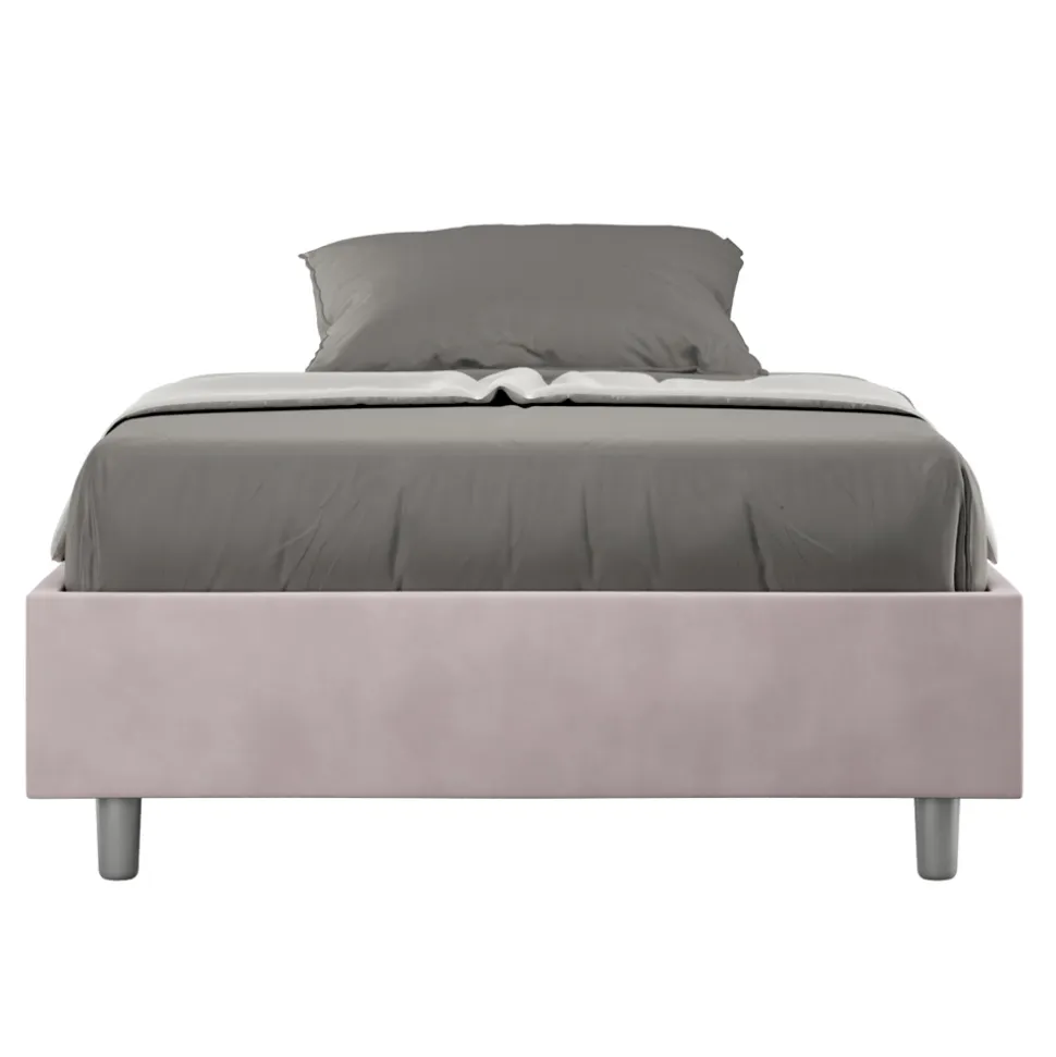 Letto Una Piazza e Mezzo 140x200 cm Rivestito in Microfibra Made in Italy - Atleta