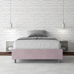 Letto Una Piazza e Mezzo 140x200 cm Rivestito in Microfibra Made in Italy - Atleta