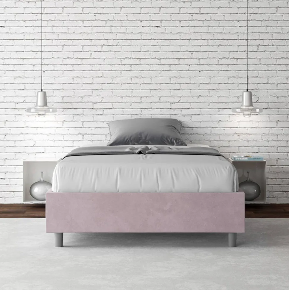 Letto Una Piazza e Mezzo 140x200 cm Rivestito in Microfibra Made in Italy - Atleta