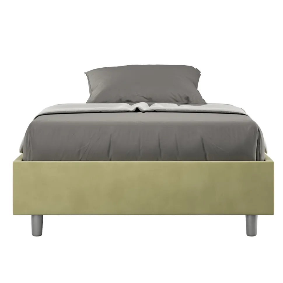 Letto Una Piazza e Mezzo 140x200 cm Rivestito in Microfibra Made in Italy - Atleta