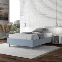 Letto Una Piazza e Mezzo 140x200 cm Rivestito in Microfibra Made in Italy - Atleta