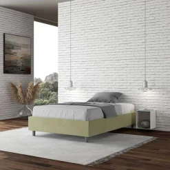 Letto Una Piazza e Mezzo 140x200 cm Rivestito in Microfibra Made in Italy - Atleta