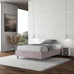 Letto Una Piazza e Mezzo 140x200 cm Rivestito in Microfibra Made in Italy - Atleta