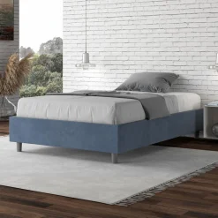 Letto Una Piazza e Mezzo 140x200 cm Rivestito in Microfibra Made in Italy - Atleta