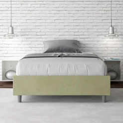 Letto Una Piazza e Mezzo 140x200 cm Rivestito in Microfibra Made in Italy - Atleta