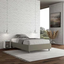 Letto Una Piazza e Mezzo 140x200 cm Rivestito in Similpelle Made in Italy - Atleta