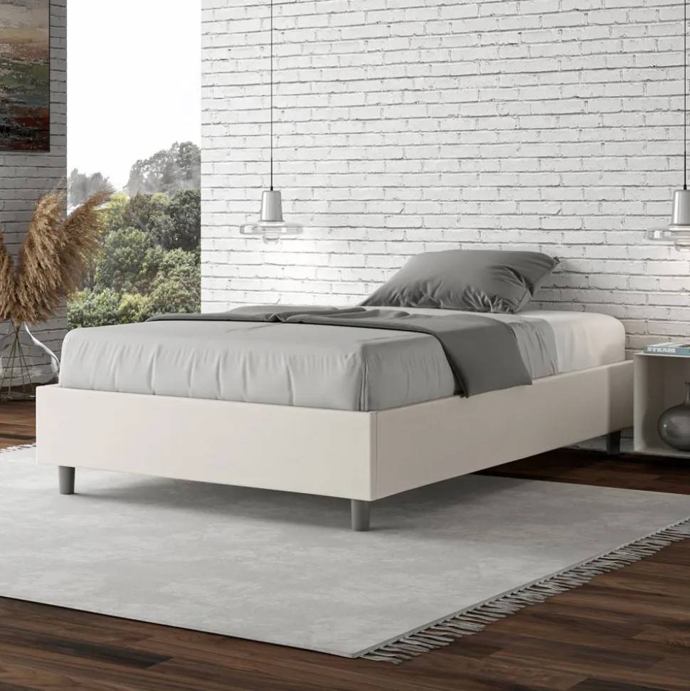 Letto Una Piazza e Mezzo 140x200 cm Rivestito in Similpelle Made in Italy - Atleta