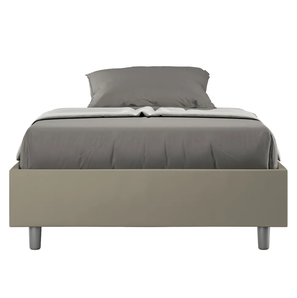 Letto Una Piazza e Mezzo 140x200 cm Rivestito in Similpelle Made in Italy - Atleta