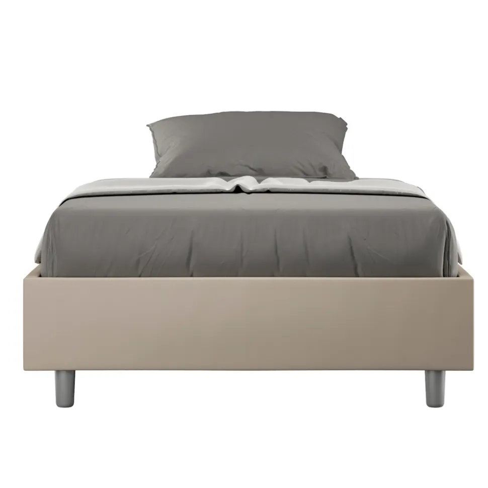 Letto Una Piazza e Mezzo 140x200 cm Rivestito in Similpelle Made in Italy - Atleta