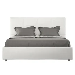 Letto 160x200 cm con Testata a Rettangoli in Similpelle Made in Italy - Brina