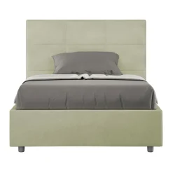 Letto 120x200 cm con Testata a Rettangoli in Microfibra Made in Italy - Brina