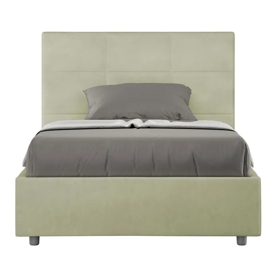 Letto 120x200 cm con Testata a Rettangoli in Microfibra Made in Italy - Brina