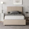 Letto 120x200 cm con Testata a Rettangoli in Similpelle Made in Italy - Brina