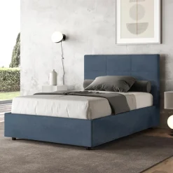 Letto 140x200 cm con Testata a Rettangoli in Microfibra Made in Italy - Brina