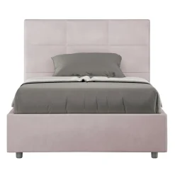 Letto 140x200 cm con Testata a Rettangoli in Microfibra Made in Italy - Brina