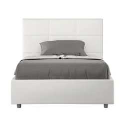 Letto 140x200 cm con Testata a Rettangoli in Similpelle Made in Italy - Brina
