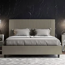 Letto 160x200 cm con Testata Decorata con Linee Verticali Made in Italy - Pattini